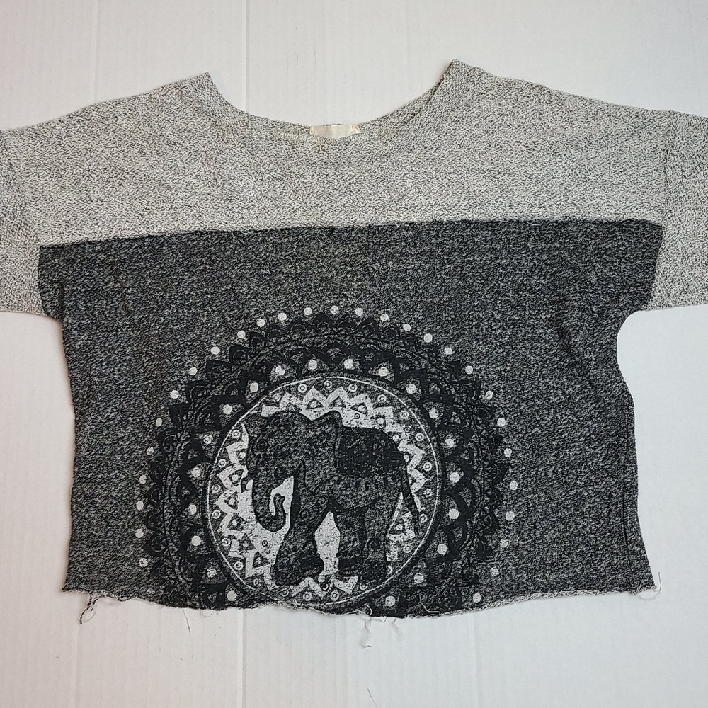 Boho Elephant Raw Seam Pullover - image 7